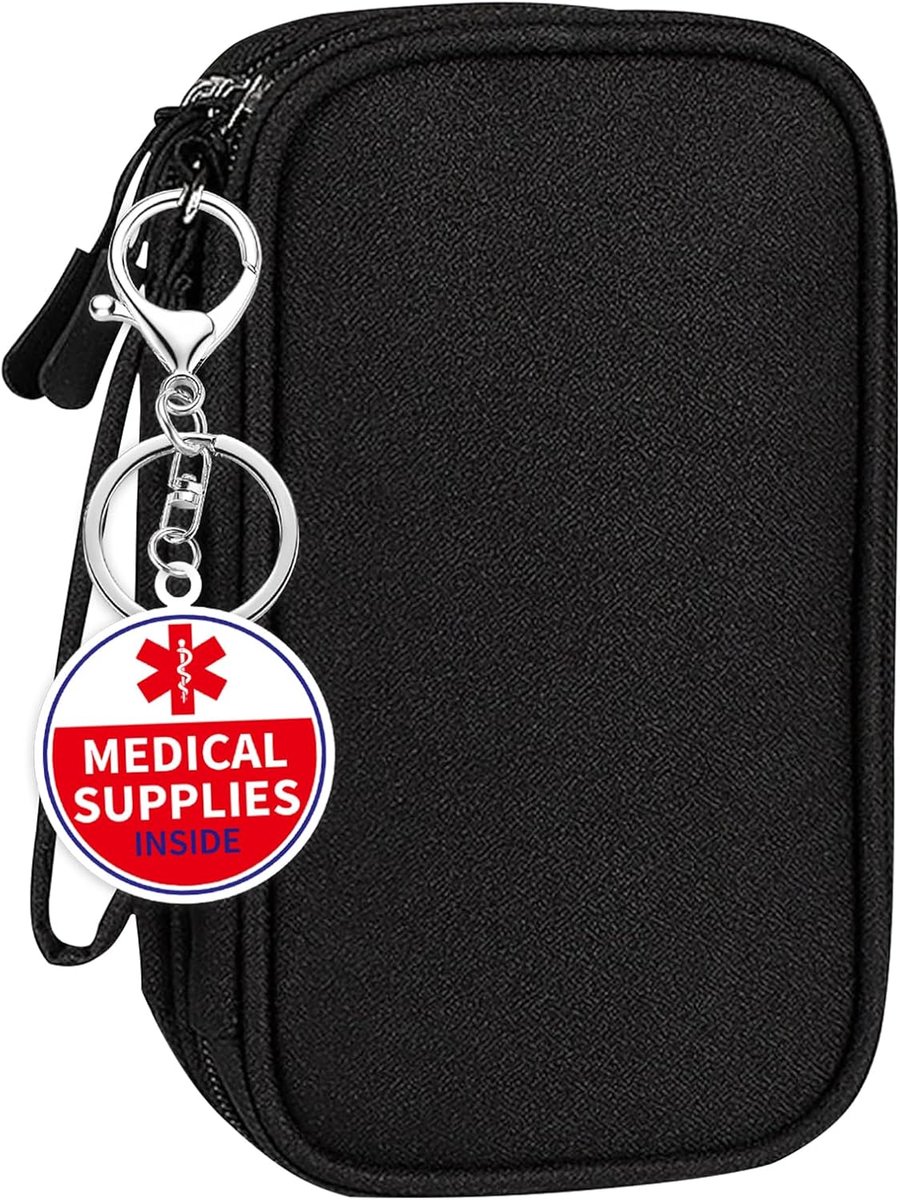 SnelShoppen - Diabetische Reis Koffer, Dubbel Laags Glucose Meter Tas, Insuline Pen, Teststrips, Spuiten, Naalden, Draagbare Medicijnen Organizer, Zwa