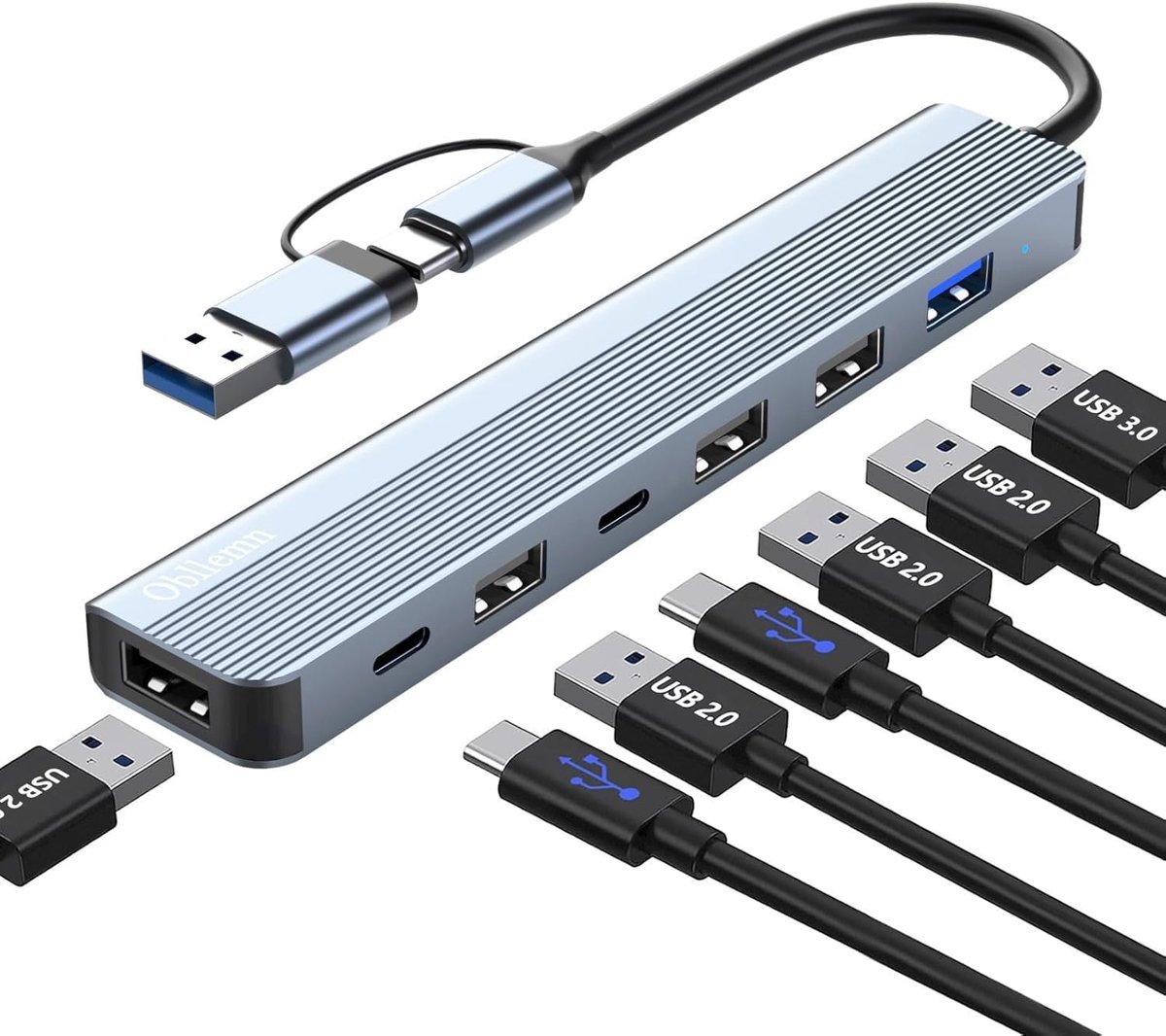 Thijox - USB C Hub 3.0 Multiport Adapter 7 in 1 met USB 3.0, USB 2.0, USB Splitter, USB Type C Hub voor MacBook, Galaxy, iPad, Windows, Laptop, Deskto