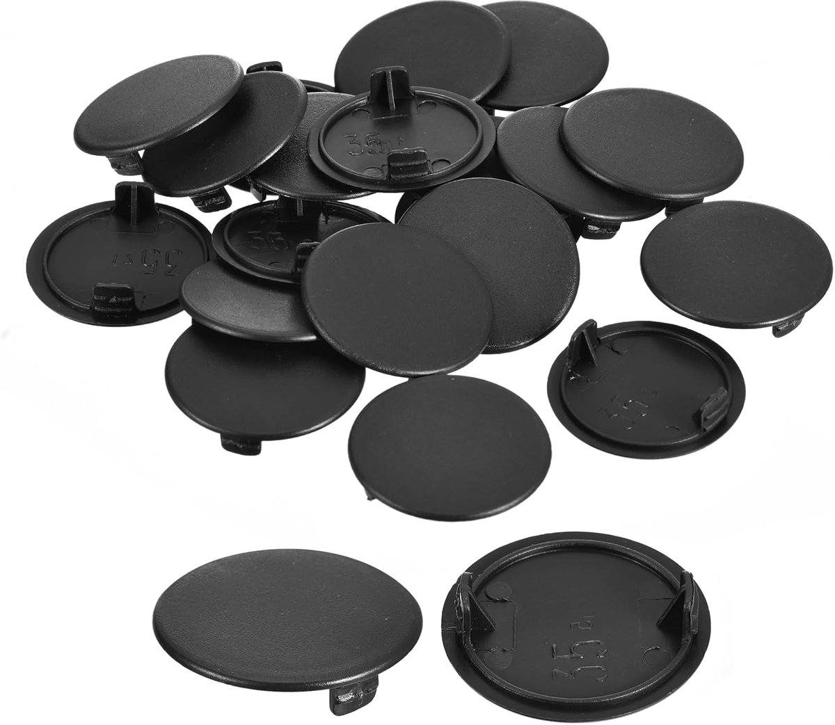 SnelShoppen - 20 Stuks Hinge Holes 35mm Rond Flush-Montage Plastic Zwart met Verborgen Gat voor Meubels en Kasten