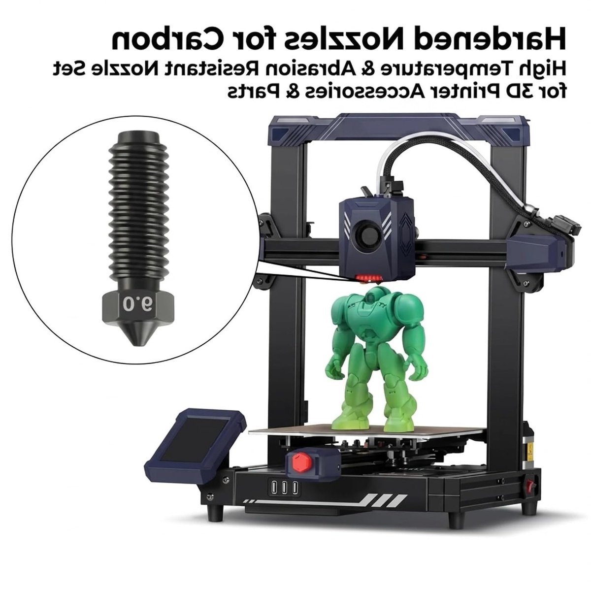 6 stuks gehard stalen mondstukken, mondstuk gehard staal, 4 stuks 0,4 mm, 2 stuks 0,6 mm extruder hotend nozzles - ShopVlot