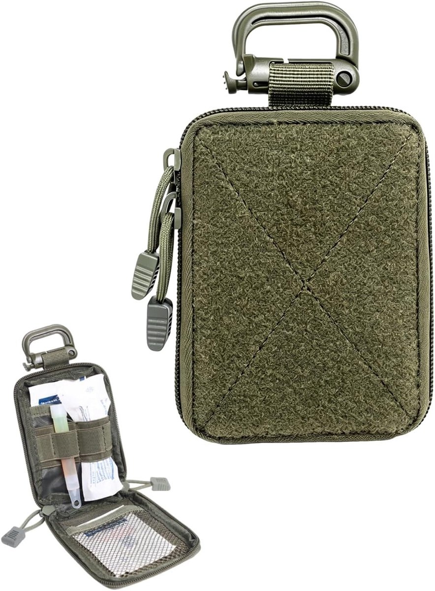 Compacte multifunctionele Molle tactische tas met klittenbandsluiting en ritssluiting, ideale heuptas voor dagelijks gebruik, outdoor en camping (olijfgroen)