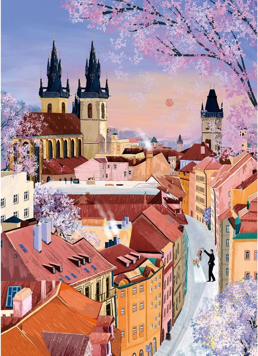 1000 stukjes puzzel van liefde in Praag | Matte oliedruk, oogvriendelijk, stofvrij en uitstekende grip voor uren puzzelplezier