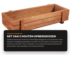 Inovra- Opbergdozen Natuurlijk Hout - Set van 2 - Voor Binnen/Buiten - Voor Vetplanten/Mos - Rustiek Design - 22,5 x 8,4 x 4,1 cm - Plantenbak