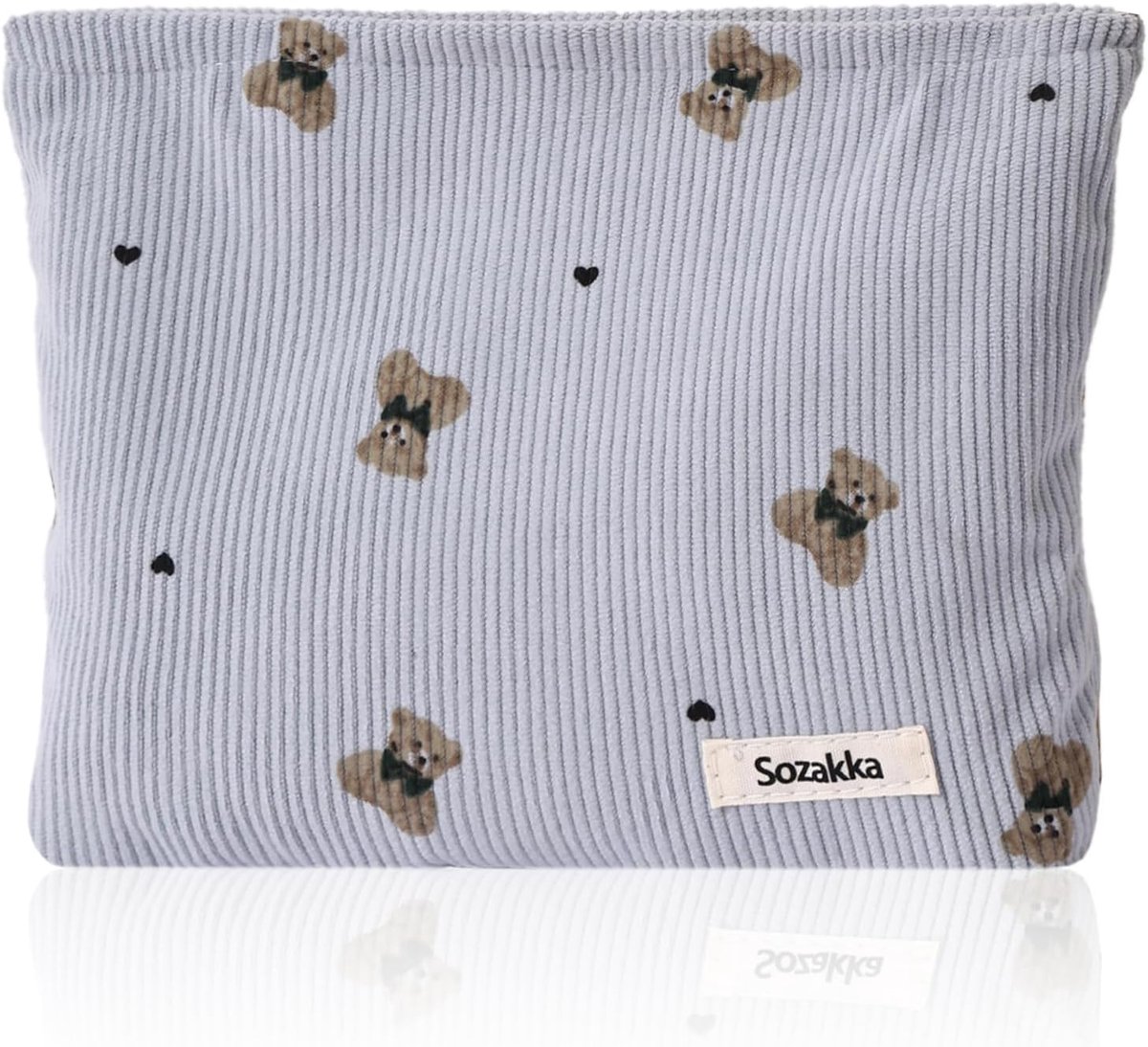 SnelShoppen - Cosmetic Bag Makeup Bag voor Vrouwen - Dikke Corduroy Toilettas - Handige Cultuur Tas voor School, Reizen, Zakelijk en Winkelen - Blauw
