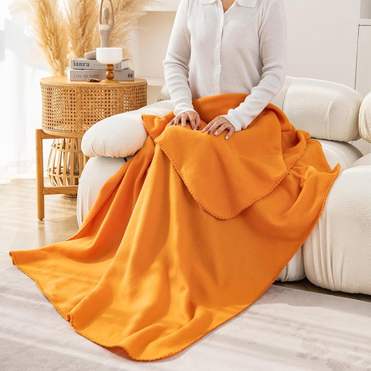Thijox - Fleece Deken Set van 6 - Zachte Kinderdekens, Lichtgewicht Reisdeken, Oranje, 125 x 150 cm - Perfect voor Bank, Bed, Buiten, Bruiloften, Pick