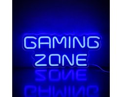 ZoeZo Neon Lamp Gaming Zone - Game Room - Man Cave - Neon Sign - Game Light Box - LED Verlichting - Wandlamp USB met Dimmer in Snoer - 40 x 17 cm