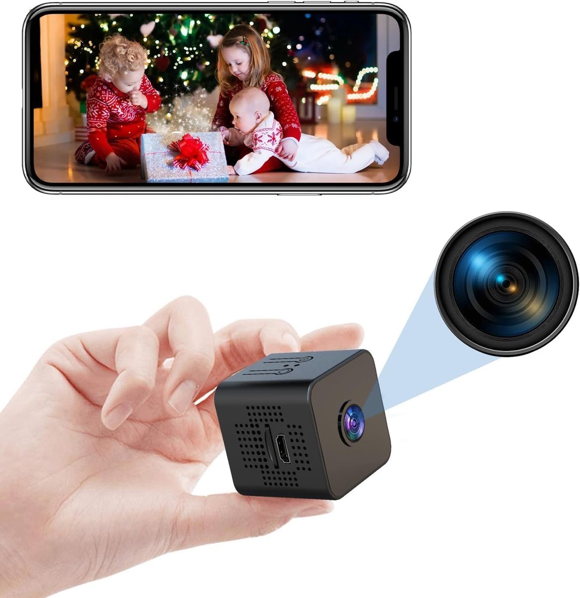 Thijox - Mokeum Mini Spion Verborgen Camera 1080P HD Draadloos WiFi Nachtzicht Bewegingsdetectie Babyfoon Thuisbeveiliging Groothoek