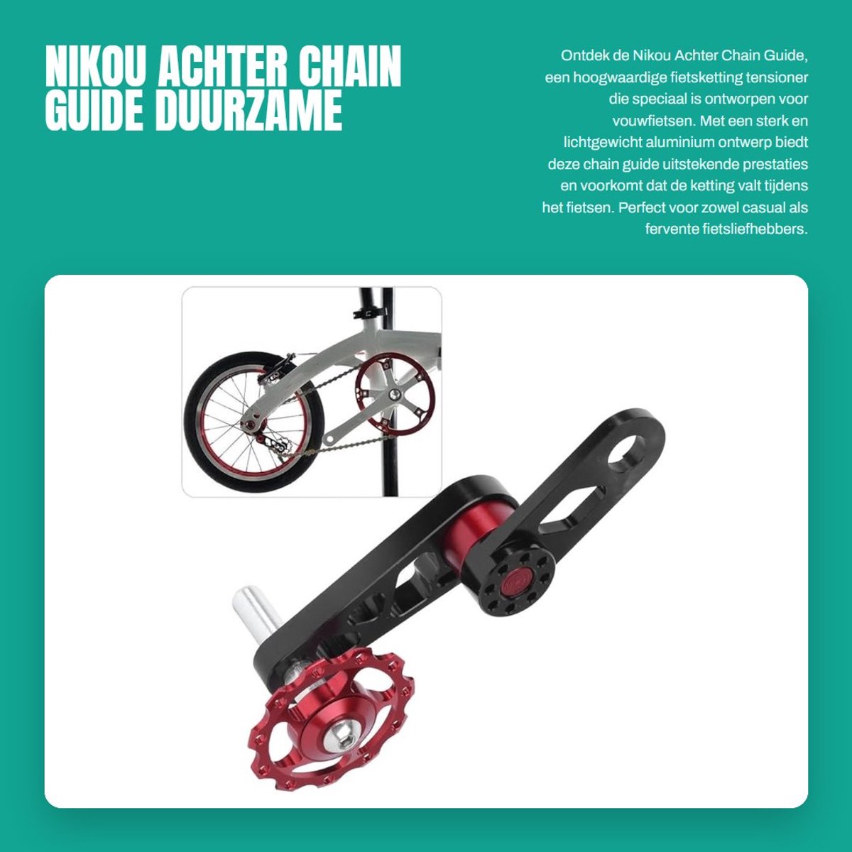 Dailygoods- Kettinggeleider van hoogwaardig aluminium - Kettingspanner - Geschikt voor vouwfietsen - Lichtgewicht - Duurzaam - Voorkomt kettingvallen - Kettingtensioner