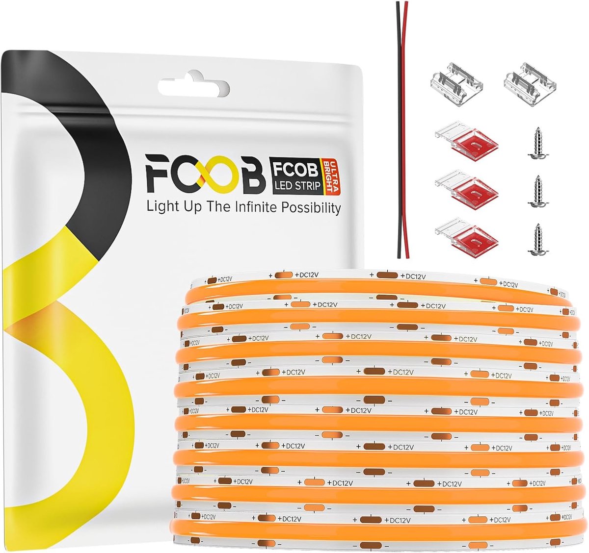 Thijox - Flexibele LED-strip 5M Oranje CRI90+ Hoge Dichtheid 480LEDs/m Dimbaar 9W/m 8mm Breed DC12V Perfect voor DIY Decoratie, Feest, Tuin, Keuken