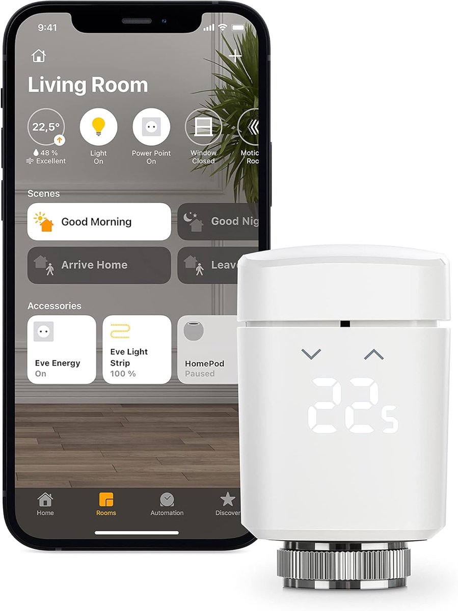 SnelShoppen - Slimme Radiatorthermostaat met LED-display, Automatische Temperatuurregeling, Bluetooth & HomeKit Technologie, Geen Bridge Vereist, Duit