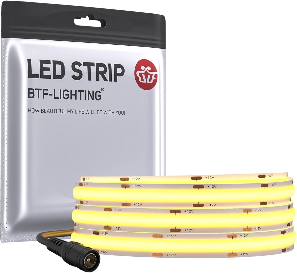 Thijox - Dimbare LED Strip Warm Wit 3000K 1M - Flexibele FCOB Licht Tape 528 LEDs/m voor Home DIY Decoratie, 14W/M, IP20, Perfect voor Feest, Keuken,