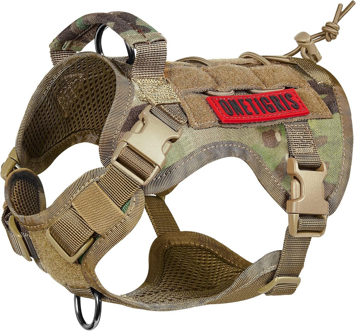 Thijox - Hondentuigje Tactisch FIRE Watcher, Molle Hondenharnas van 1000D Nylon, Ergonomisch, Multicam, XXS voor Training en Service