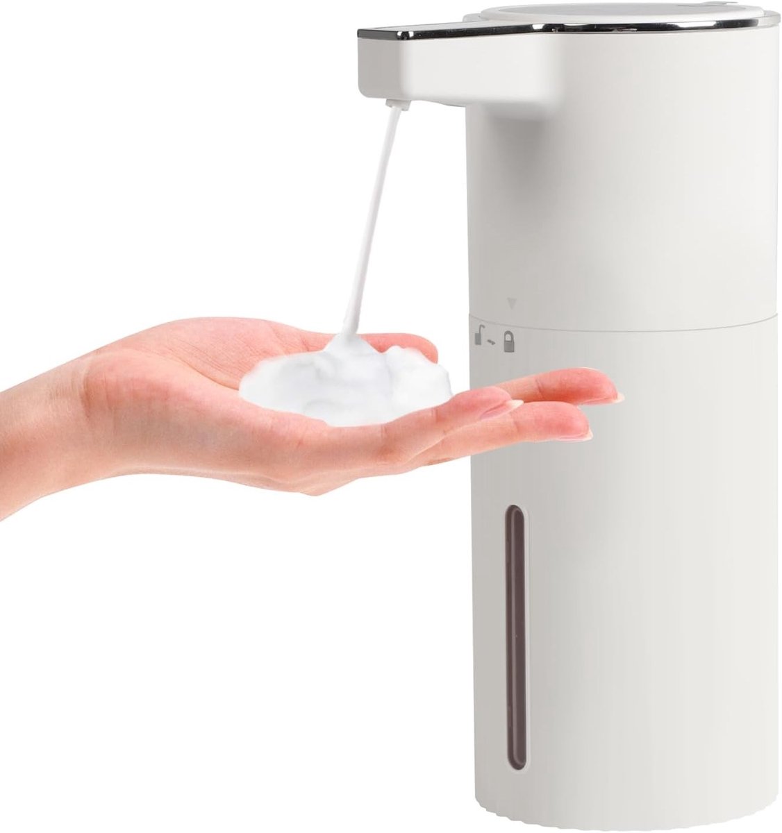 Automatische Zeepdispenser voor Wandmontage, Contactloze Elektrische Schuimzeepdispenser met Digitale Weergave voor Badkamer, Keuken en Kantoor (400ml, Wit)
