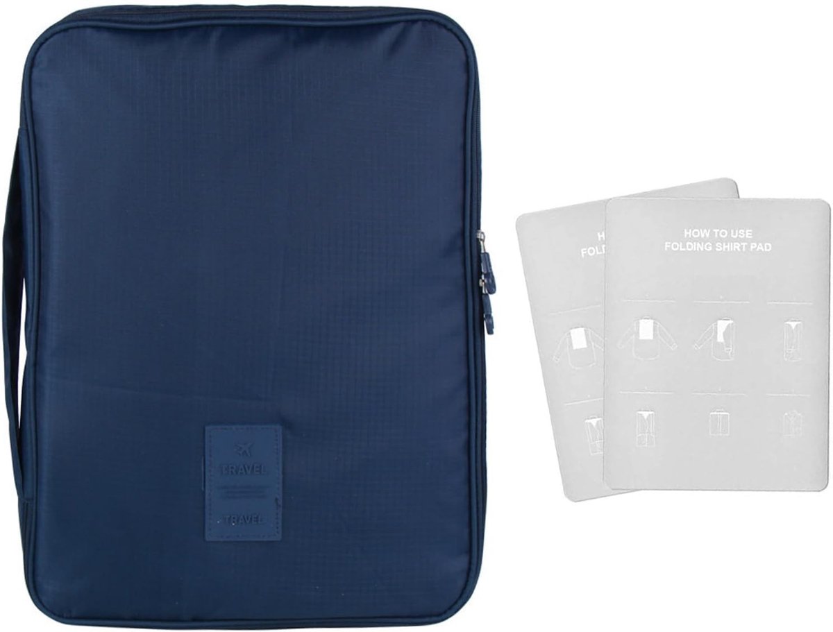 Reisorganizer voor Hemden, Draagbare Anti-Kreuk Tas, Ideaal voor Vakanties en Weekendjes Weg, Navy Blauw