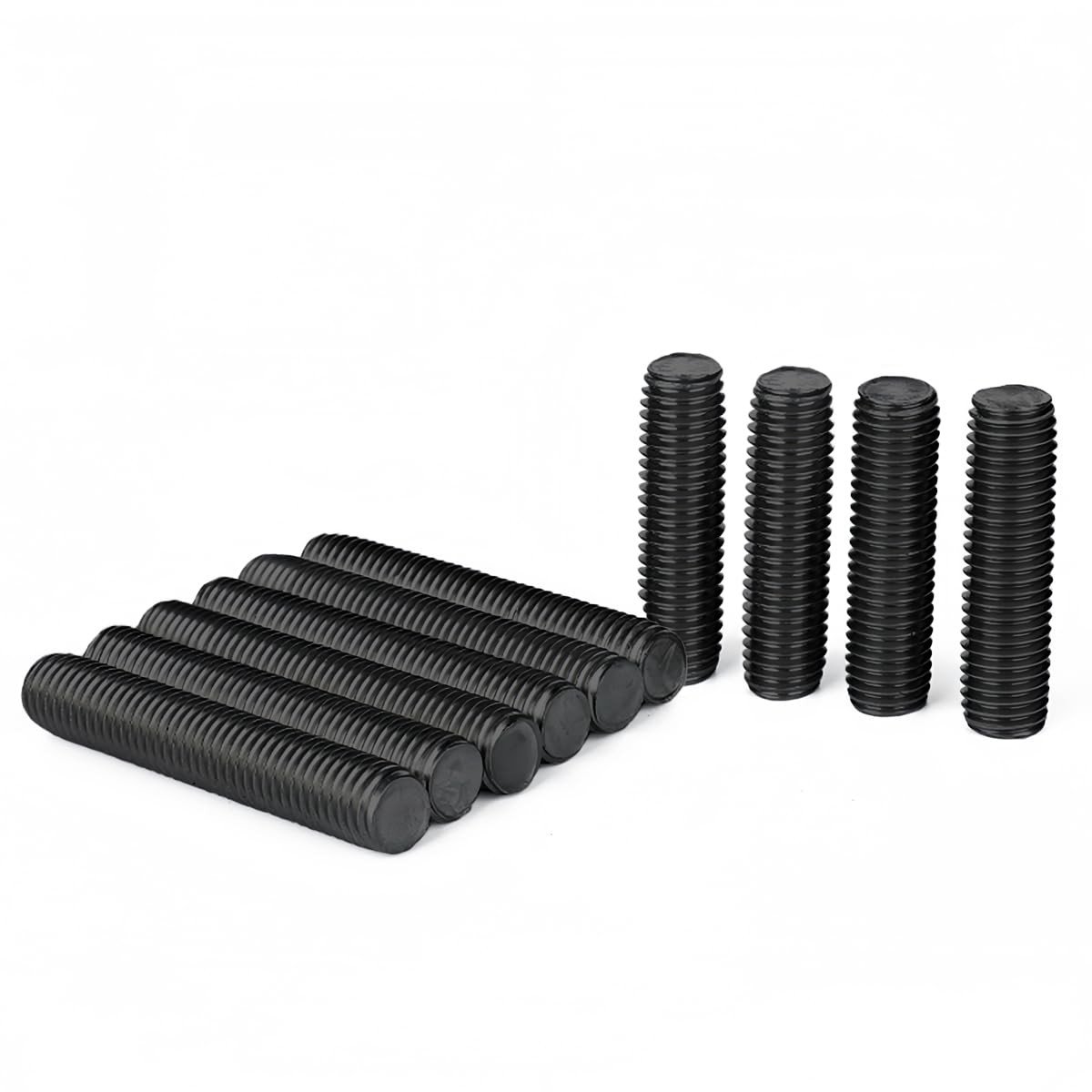 Draadstangen M6 x 50 mm zwart van roestvrij staal A2 V2A - perfect voor reparaties, metaalconstructie en bevestigingen, set van 10 stuks
