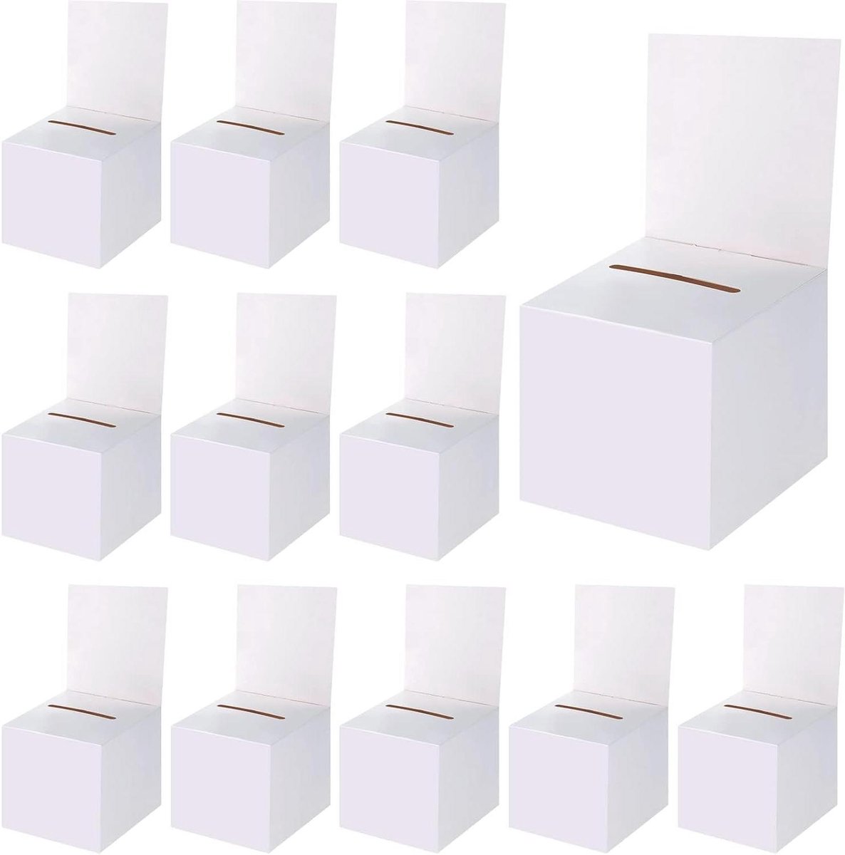 Loterij Boxen - Donatie Box - Verzamelen Geld - Inclusief Header - 12 Stuks - Wit