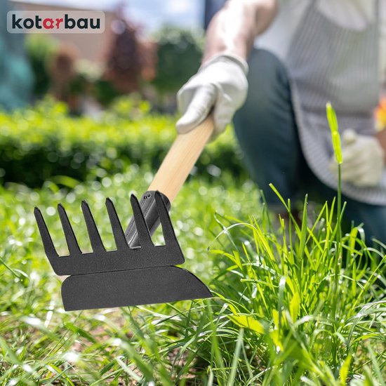 Tuinhak met Houten Steel en Stalen Hark - 330 mm met 6 Tanden voor Onkruidverwijdering en Tuinonderhoud — afbeelding 4