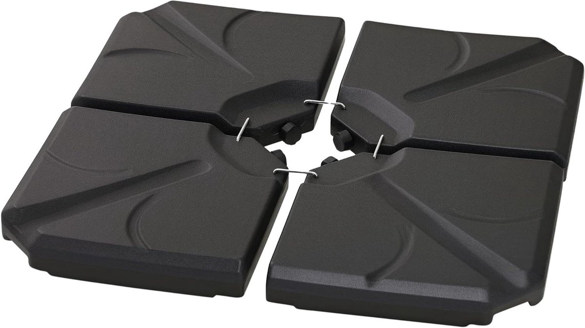 Parasolvoeten Set - Voeten voor parasol - Terras Stabiliseren - Vulbaar met zand water - 103 x 103 cm - Zwart