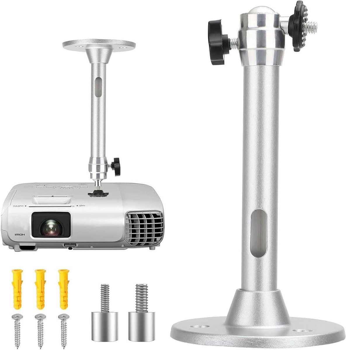 Projector Plafondbeugel - Universele Houder - Home Cinema - 360° Draaibaar - 2 kg Belasting - Zilver