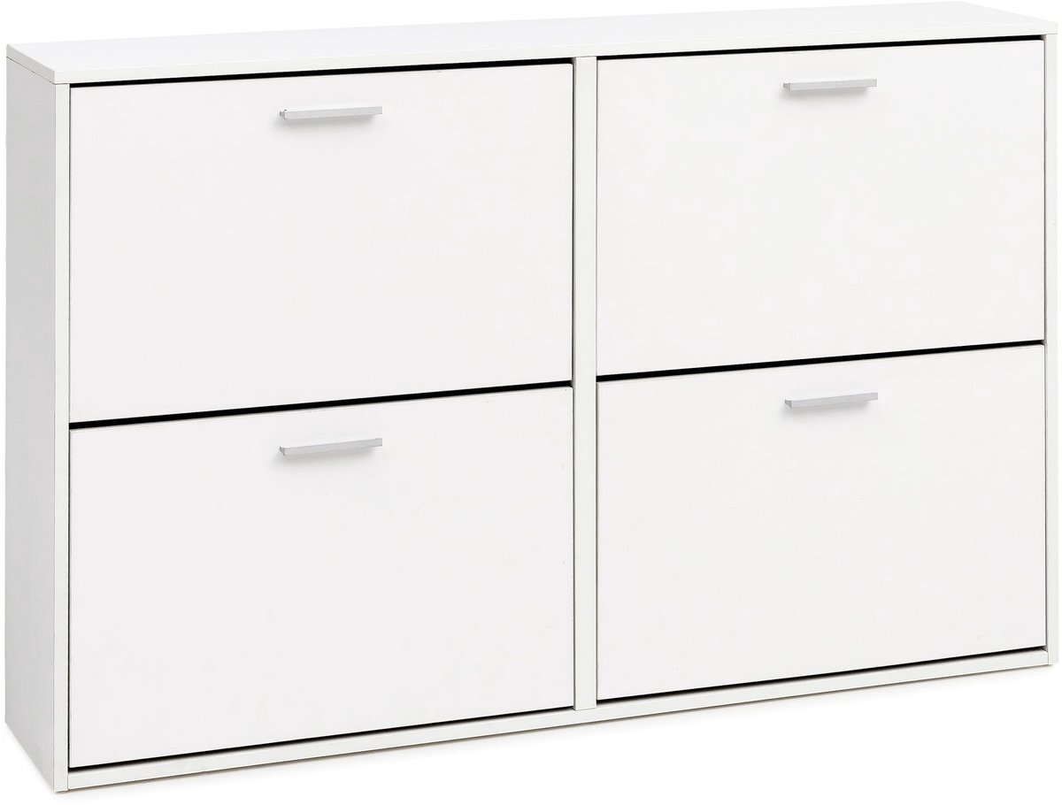 Ervesto WL5.829 Schoenenkast - Schoenenrek - Opbergkast - Wit Hout - 120 x 81 x 24 cm - 8 Vakken - Voor Hal En Gang