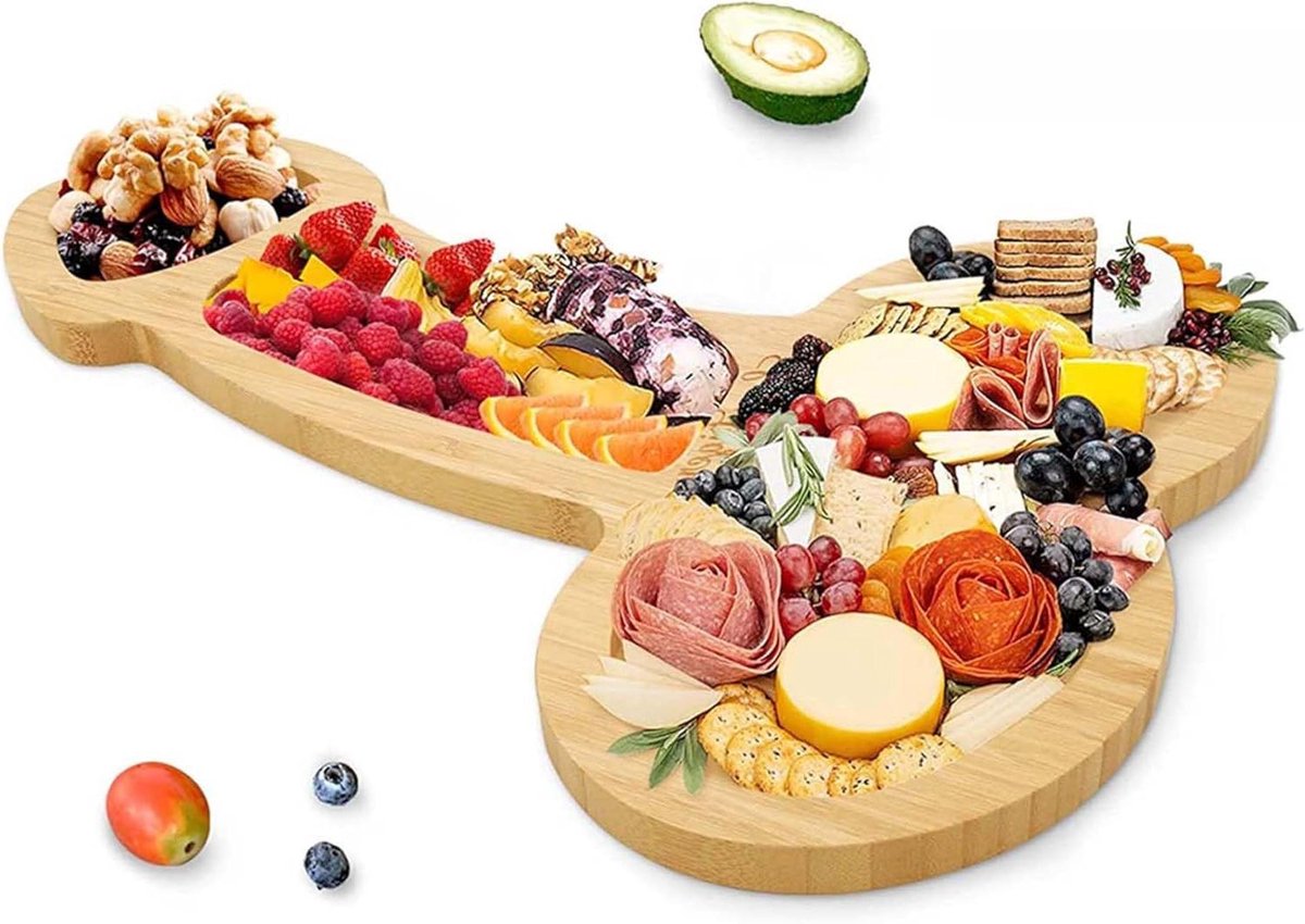 Aperitiefbord Hout - Kaasplank Schaal - Borrelhapjes Serveren - Praktisch Ontwerp - 40 cm Diameter - Houtkleur