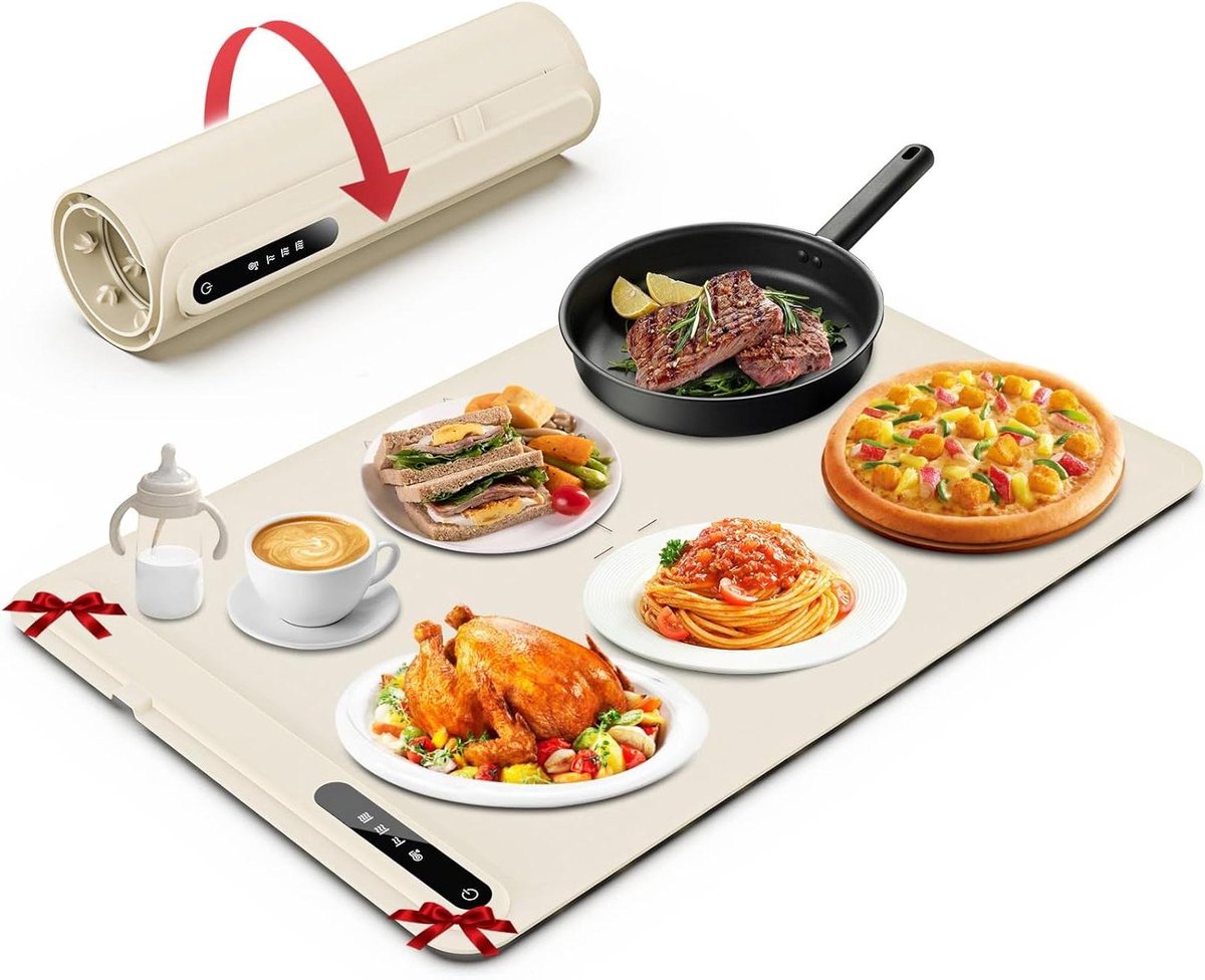 Elektrische voedselwarmer - Warmhoudplaat - Buffet en feest - Instelbare temperatuur - 60x40 cm - Zwart