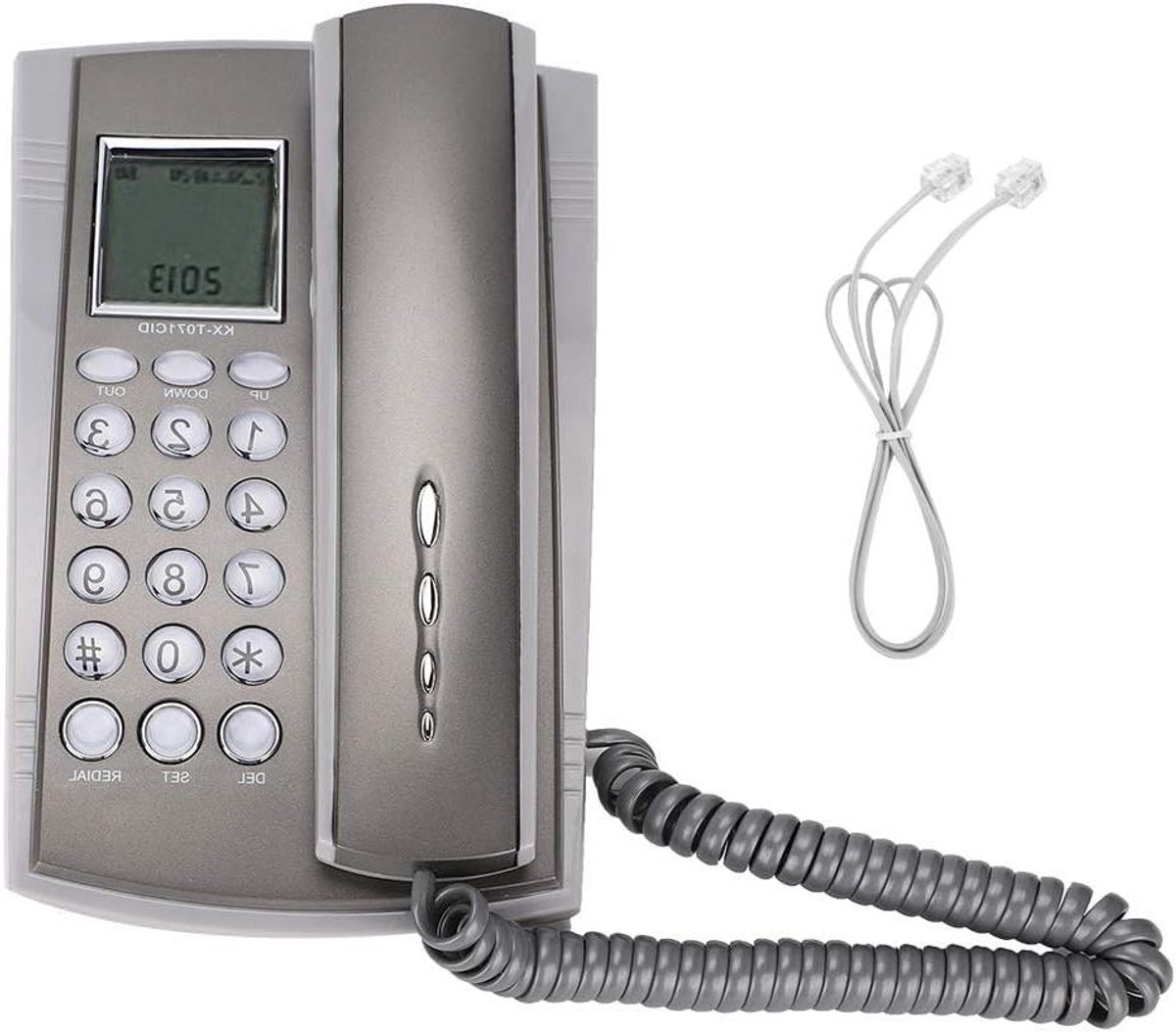 Vaste Telefoon - Bureautelefoon Wandtelefoon - Thuis Kantoor - Helder Geluid Dubbele Magneet - 2 Meter Snoer - Grijs