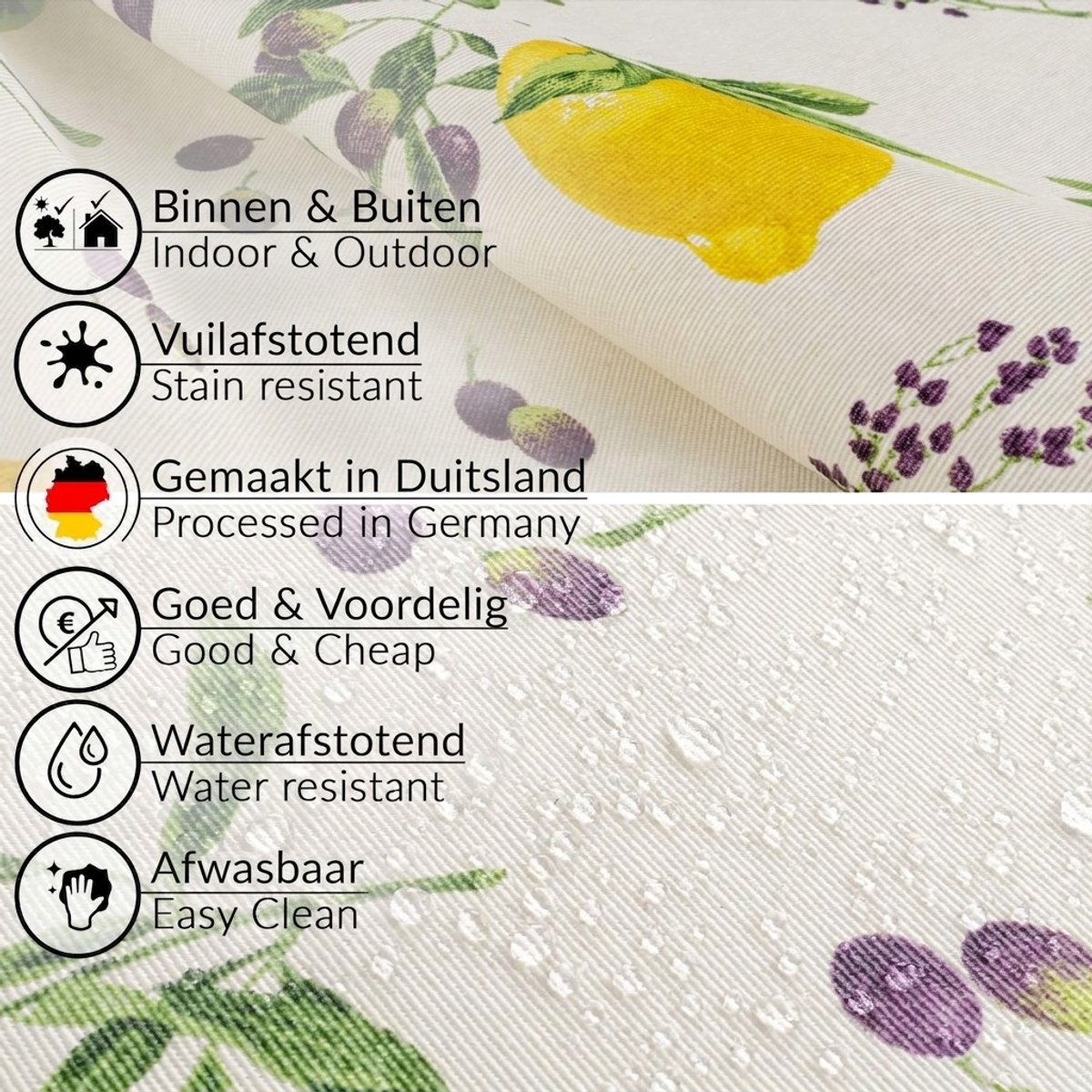 ANRO Tafelkleed Citroenen Meerkleurig Rond Ø120cm Rechte rand Afwasbaar Waterafstotend