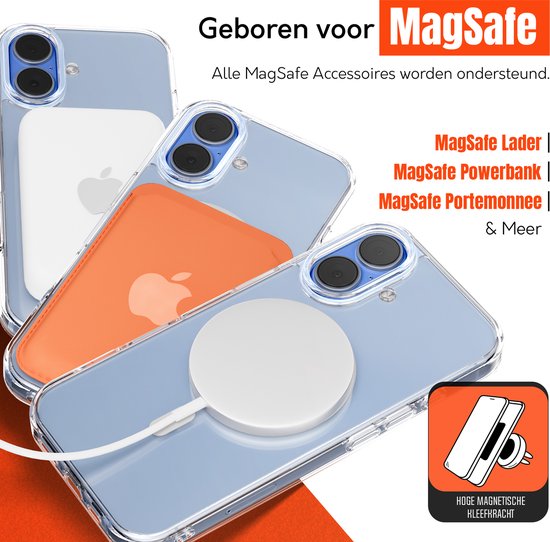 Doorzichtig hoesje voor iPhone, geboren voor MagSafe. Ondersteunt MagSafe lader, powerbank en portemonnee.