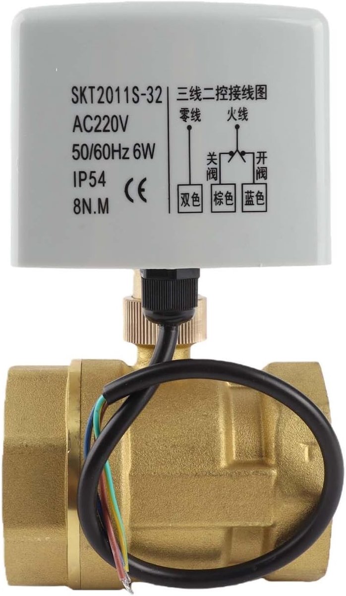 Ball valve 2 inch DN50 2-way messing elektromagnetische kogelklep AC220V 6W 50/60Hz voor water- en gasleidingen