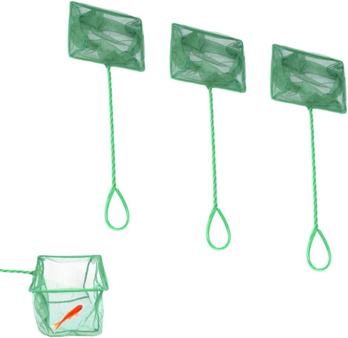 Thijox - 4 Stuks Mini Schepnet voor Aquarium 30 x 15 cm - Fijnmazig Nylon Visschepnet Groen - Perfect voor Kleine Vissen en Garnalen