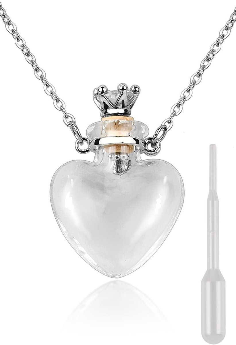 Dailygoods- Parfumfles Hartvormig - Herinneringsurn Ketting - Vloeibare Memorial Sieraden - Glazen Parfumflesje - Navulbaar Parfumflesje - Lichtgewicht Ontwerp - Herinneringsketting