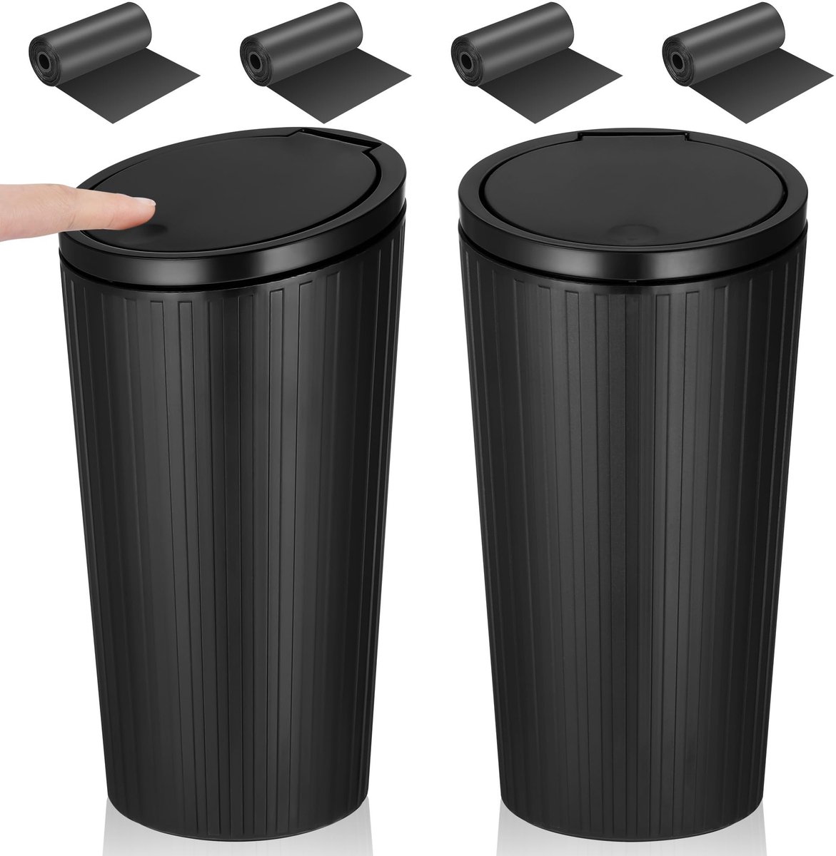 Dailygoods - Vuilnisemmer voor Auto - Draagbare Mini-afvalemmer - Waterdicht - Zwart - Afvaloplossing - Geschikt voor 4-wielers - 2 stuks