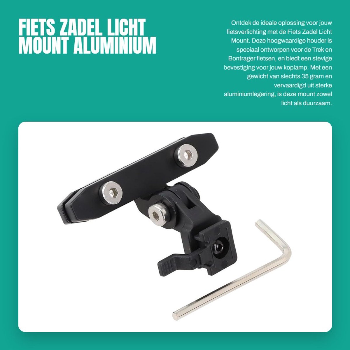Dailygoods- Zadelpen Lichtgewicht - Fietszadel Lichthouder - Aluminiumlegering - Trek Compatibel - Veiligheidsaccessoire - Optimale zichtbaarheid - Lampbevestiging