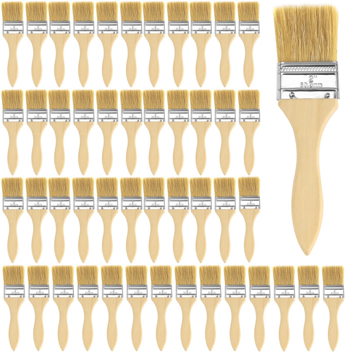 Dailygoods- Verfkwasten Set 48 Stuks - Professionele Houten Handvatten - 20 cm Lengte - 5,08 cm Breedte - Voor Verf/Stainen/Vernissen - Betrouwbare Gereedschappen - Verfborstels