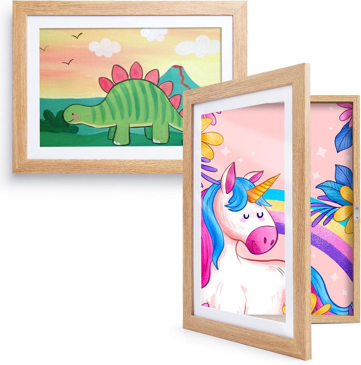 Thijox - Kromapolis Fotolijst voor Kindertekeningen, 2 Stuks A4, MDF Fotolijst in Houtkleur voor Collage en Creatieve Projecten