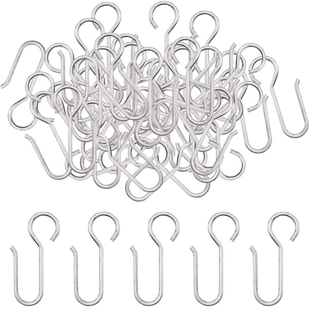 Dailygoods - Gordijnhaken-40 Stuks Metalen Gordijnhaken,Zwaar Uitgevoerd,S-Haken,Zilveren Gordijnhaken,Voor Gordijnen,Deurgordijnen,Autoruiten,Enz.(50x28mm)