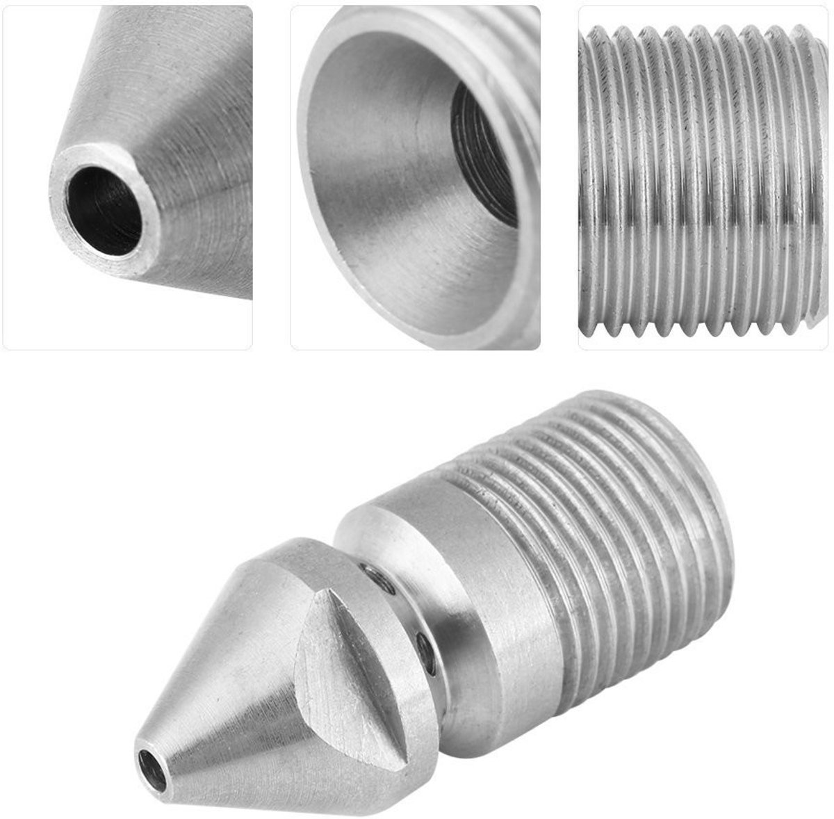 Dailygoods- Pijpafvoermondstuk RVS 304 - 3/8 BSP - Drukrioolreinigingsmondstuk - Rioolstraalsproeier - Achterwaartse gaten - Werkdruk 250 bar - Rioolmondstuk