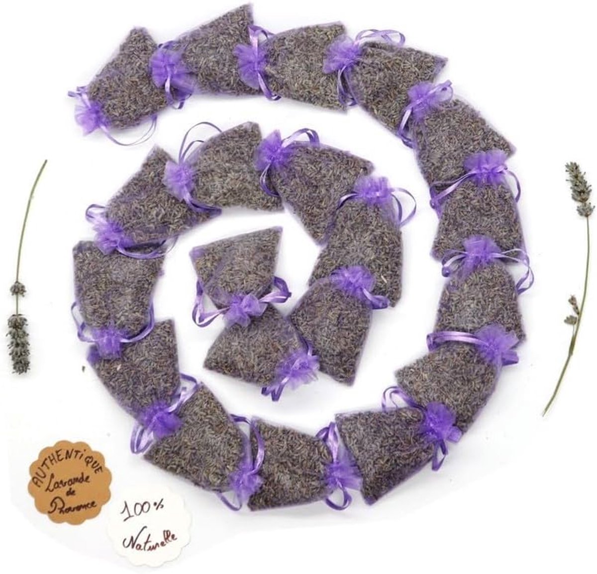 Thijox - 20 geurzakjes lavendel Super Bleue | 120 g gedroogde lavendel uit Provence | Natuurlijke geur voor kast, lade, wasgoed, en meer