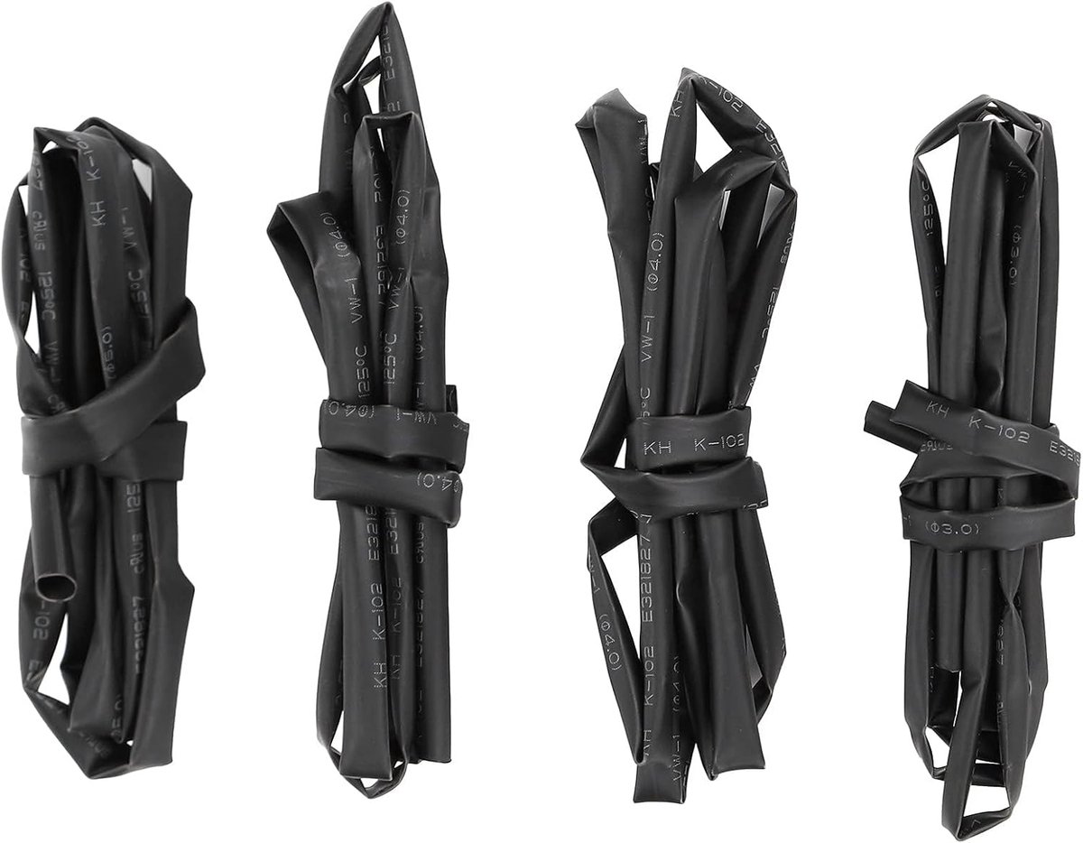 Thijox - Krimpkous Set 4 Soorten Polyolefin 3mm 4mm 5mm 6mm - Vlamvertragend, Isolerend, 1 Meter Lengte - Voor Draadverbinding en Draadeindbehandeling
