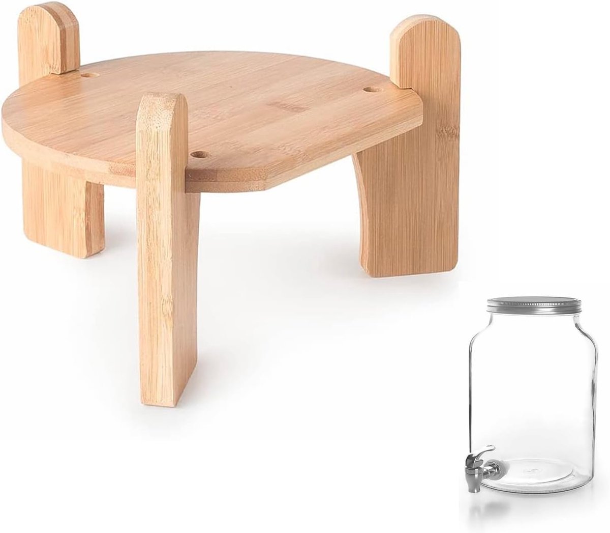 Thijox - Waterkanhouder Drinkdispenserhouder van Bamboe - Ronde Kan Houder Ø 23 cm - Sterk en Duurzaam - Perfect voor Feesten, Bruiloften, Verjaardage