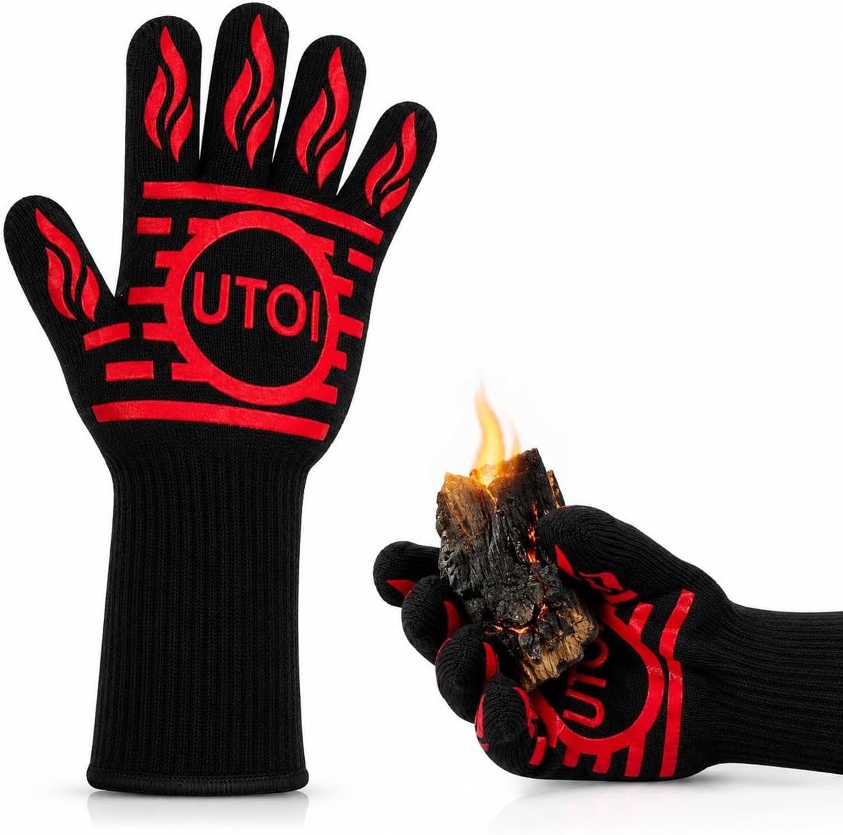 Thijox - Barbecuehandschoenen - Hittebestendige Ovenhandschoenen tot 800 °C - Grill Accessoires voor Koken, Bakken en Grillen - 1 Paar Zwart