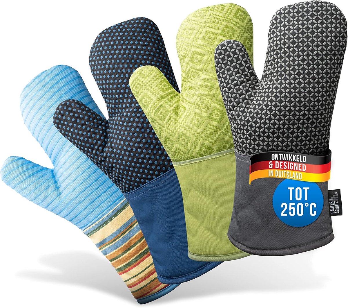 Thijox - Ovenwanten met Siliconen Coating per Paar - Hittebestendig tot 250°C - Optimaal Grip - Keukenaccessoires in Lichtblauw - Perfect voor BBQ, Ba