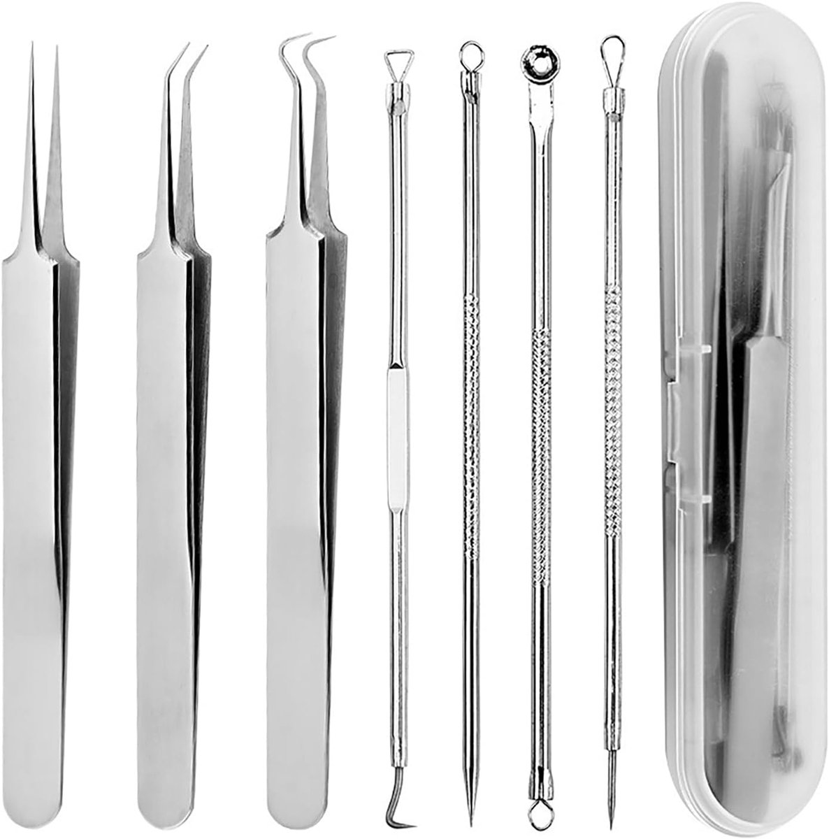 Thijox - Mee-eterverwijderaar 7-in-1 Roestvrij Staal Poriënreiniger voor Acne en Puistjes - Extractortools voor een Helderder Gezicht - Hoogwaardige G