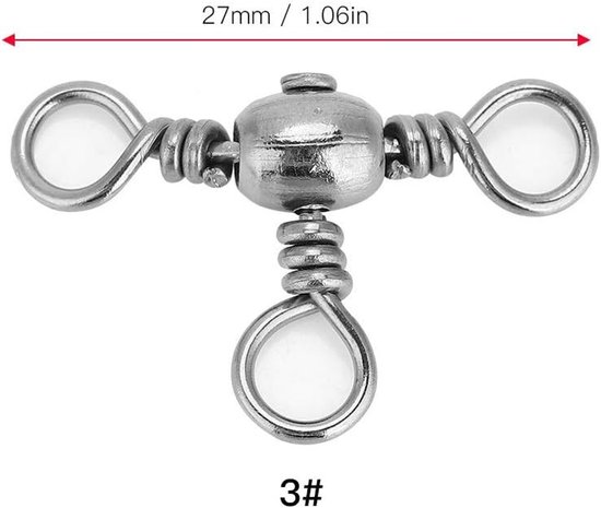 Roestvrijstalen en Koperen Triple Swivels Visverbindingen - 20 Stuks, Maat 2, Perfect voor Hengelsport en Vissen — afbeelding 3