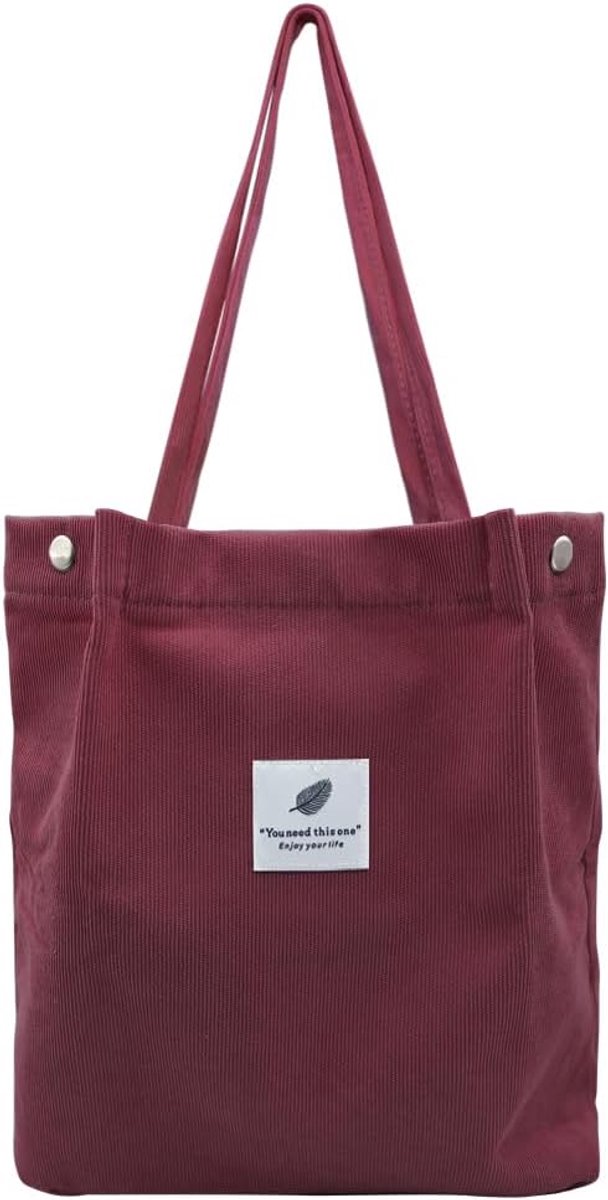 Tote Bag grote capaciteit - ribfluweel - kleurrijke lijnen - ideaal voor dagelijks gebruik - SnelShoppen