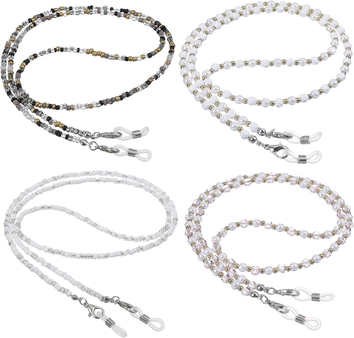Thijox - 4 Stuks Parelbrillenketting Dames - Kleurrijke Brilbanden - Verstelbare Anti-Slip Brilketting - Eyeglass Accessoires voor Dames en Heren - Sp