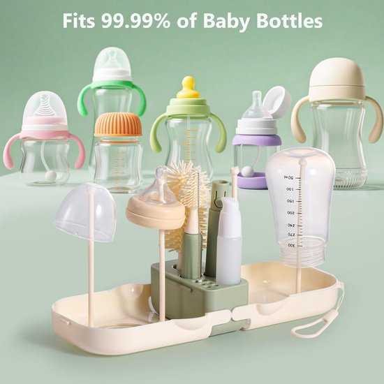 Thijox - 7-in-1 Flessenborstel Baby Set met Siliconen Flessenborstel, Tepelborstel, Stroborstel, Zeepdispenser en Droogrek voor Keuken en Babyverzorgi van Thijox — afbeelding 5