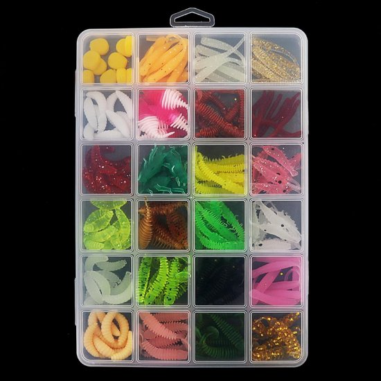 Thijox - 190-delige Topwater Lokaas Set voor Vissen, Gemengd Kunstaas in Visgerei Doos, Zacht Kunstaas met Worm, Garnaal, Maïs, Duizendpoot voor Baars — afbeelding 2
