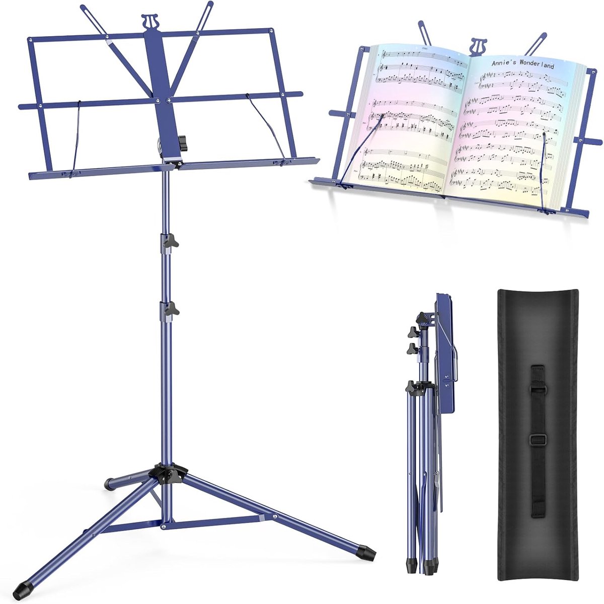 Thijox - Muziekstandaard 2-in-1, Inklapbaar en In Hoogte Verstelbaar, Draagbare Muziekstandaard voor Thuis, School, Feest en Optredens